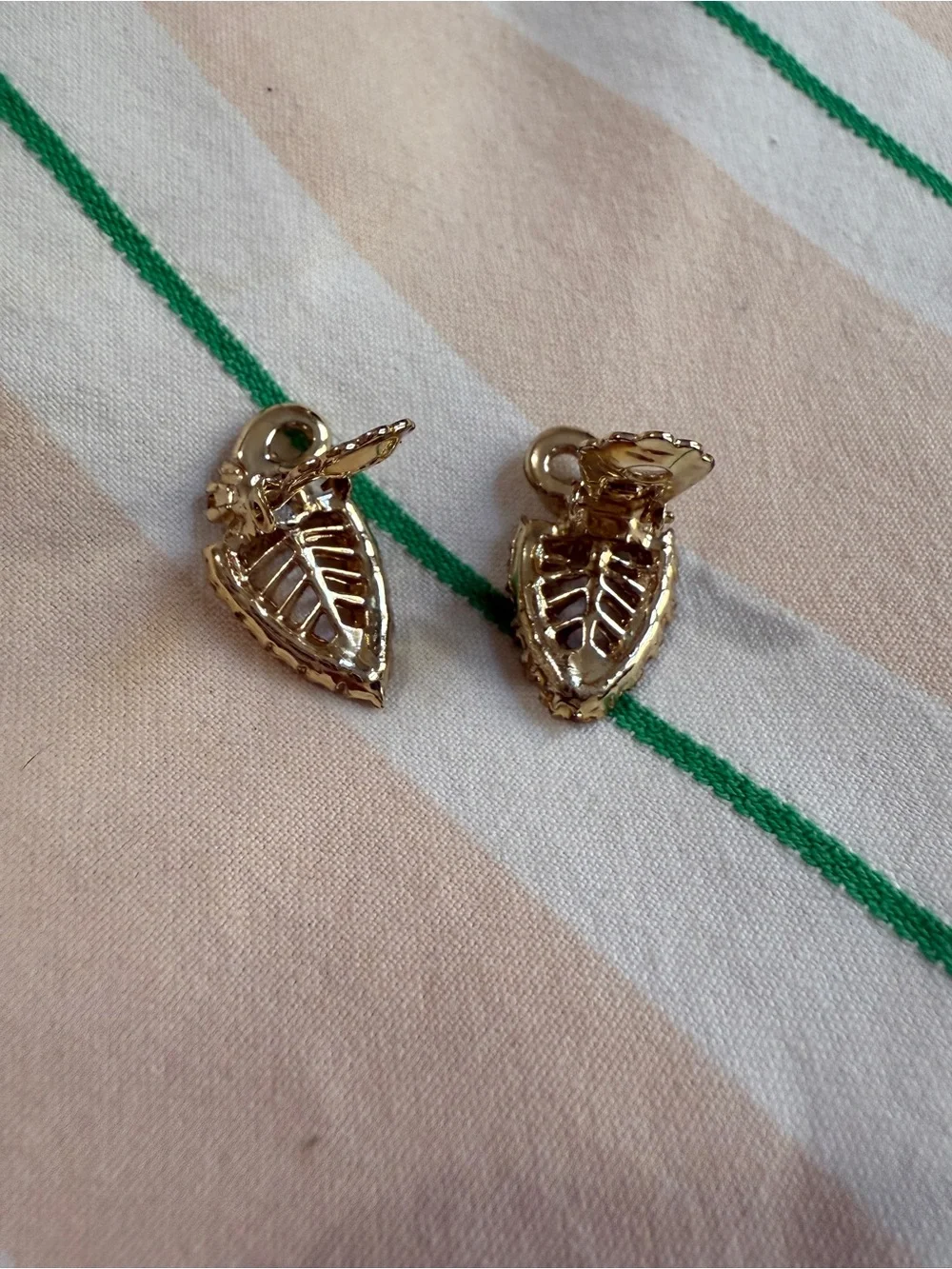 1960s Rhinestone Old Hollywood Glam Earrings Palm Leaf Clip-on Earrings